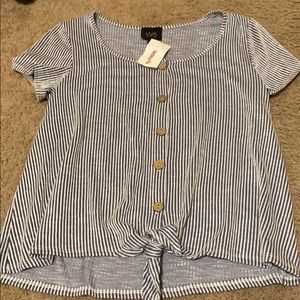 striped button down tied shirt